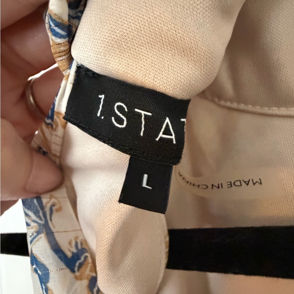 1. State Floral Halter Jumpsuit - Blue and Tan - Picture 3 of 3